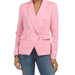 Barbiecore Pink Ponte Knit Double Breasted Blazer